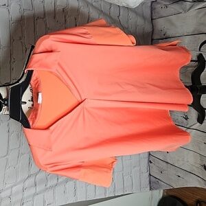 Chico's Knit And Woven Trapeze Top Tangerine Size Large